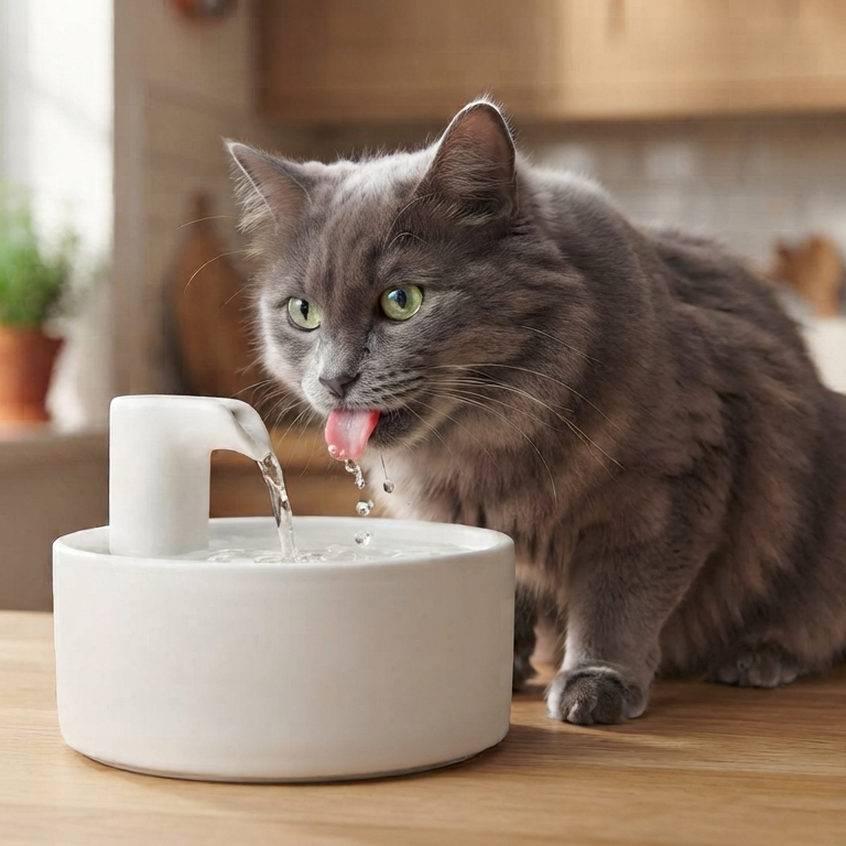 Cat-drinks-from-Water-Fountain